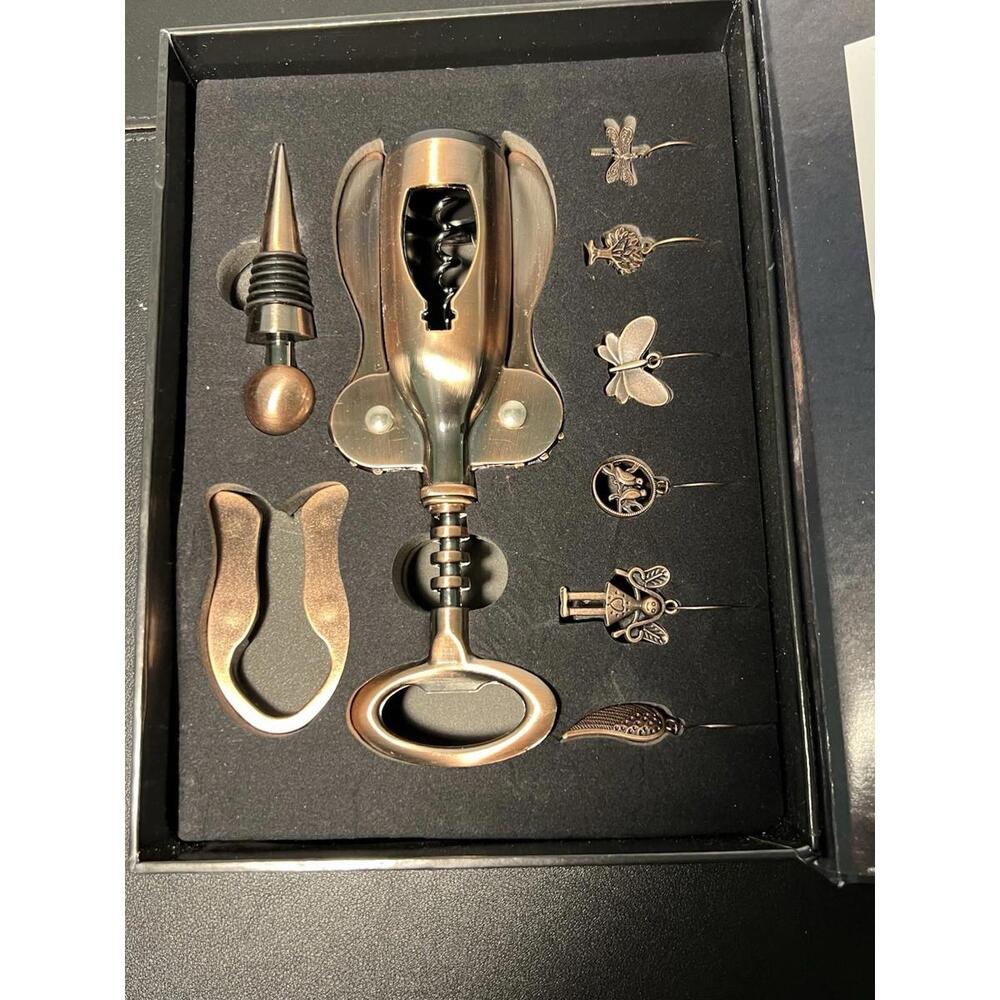 Lazboy Wine Essentials Set Bronze Finish, 9-Piece Gift Box